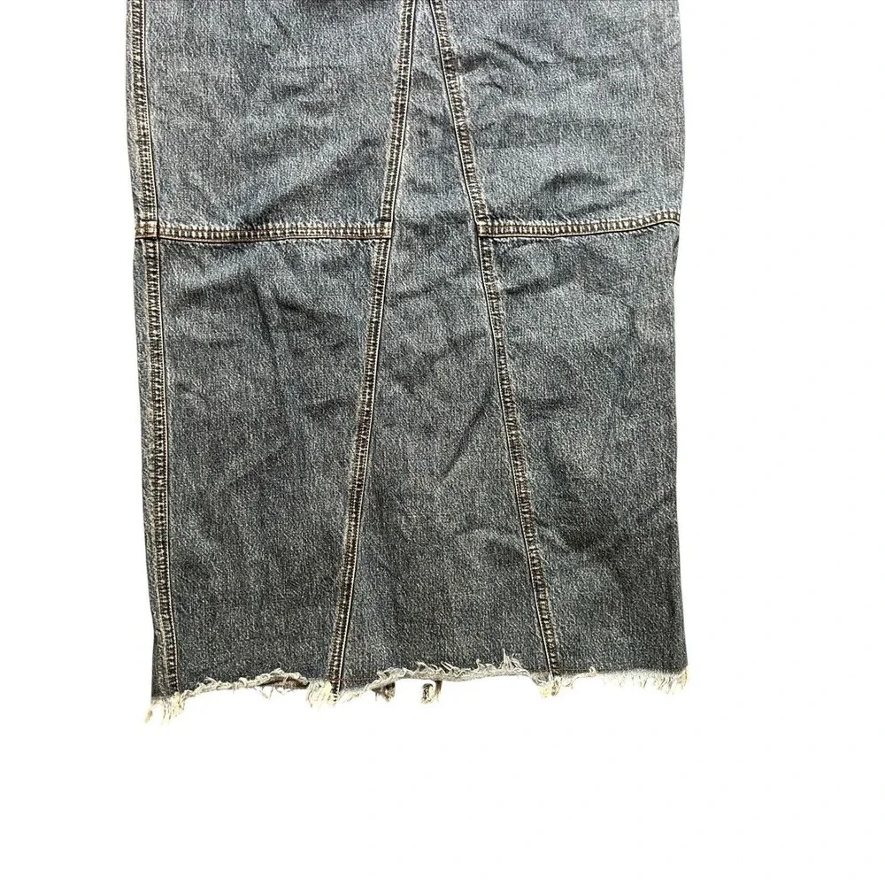 Vintage 90s Ralph Lauren Jeans Dark Wash Denim Patchwork Midi Skirt Size 4